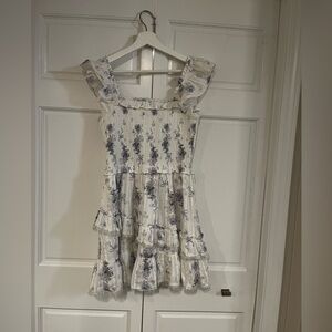 Love Shack Fancy Blue floral mini dress